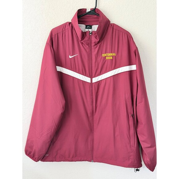 NWT$69 Nike Dri-Fit Centennial Bison Jacket Mens XL Cardinal Red Windbreaker Tra - Picture 1 of 16